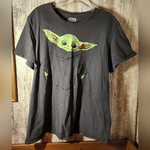 Star Wars Black Tee with Green Grogu Graphic